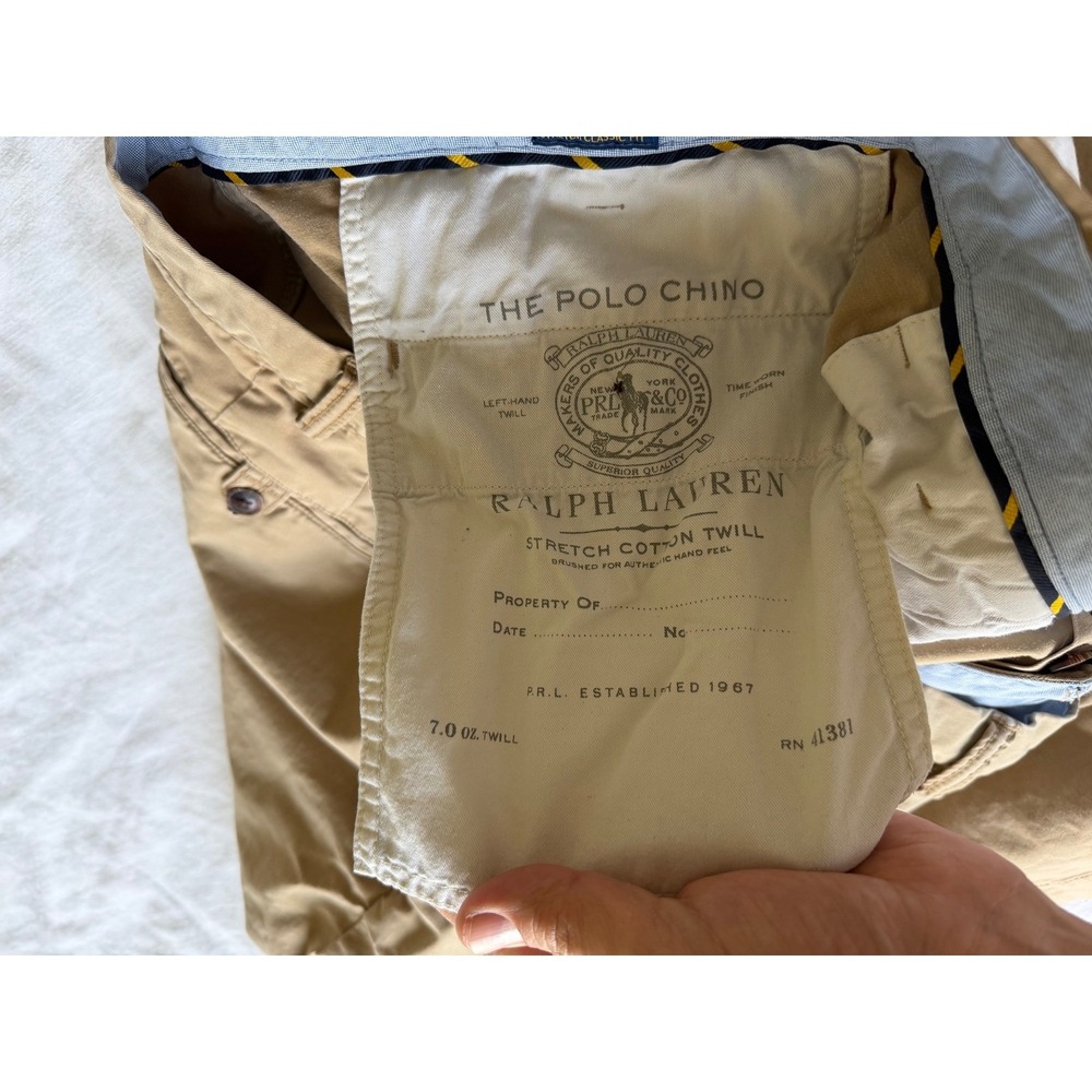 Polo Ralph Lauren Sz 42 Tan Khaki Stretch Classic Fit Chino Shorts Cotton Twill - Picture 6 of 9